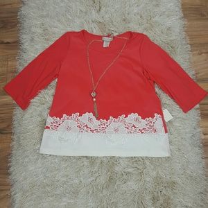 Women's Top Size Small Color Pink- White